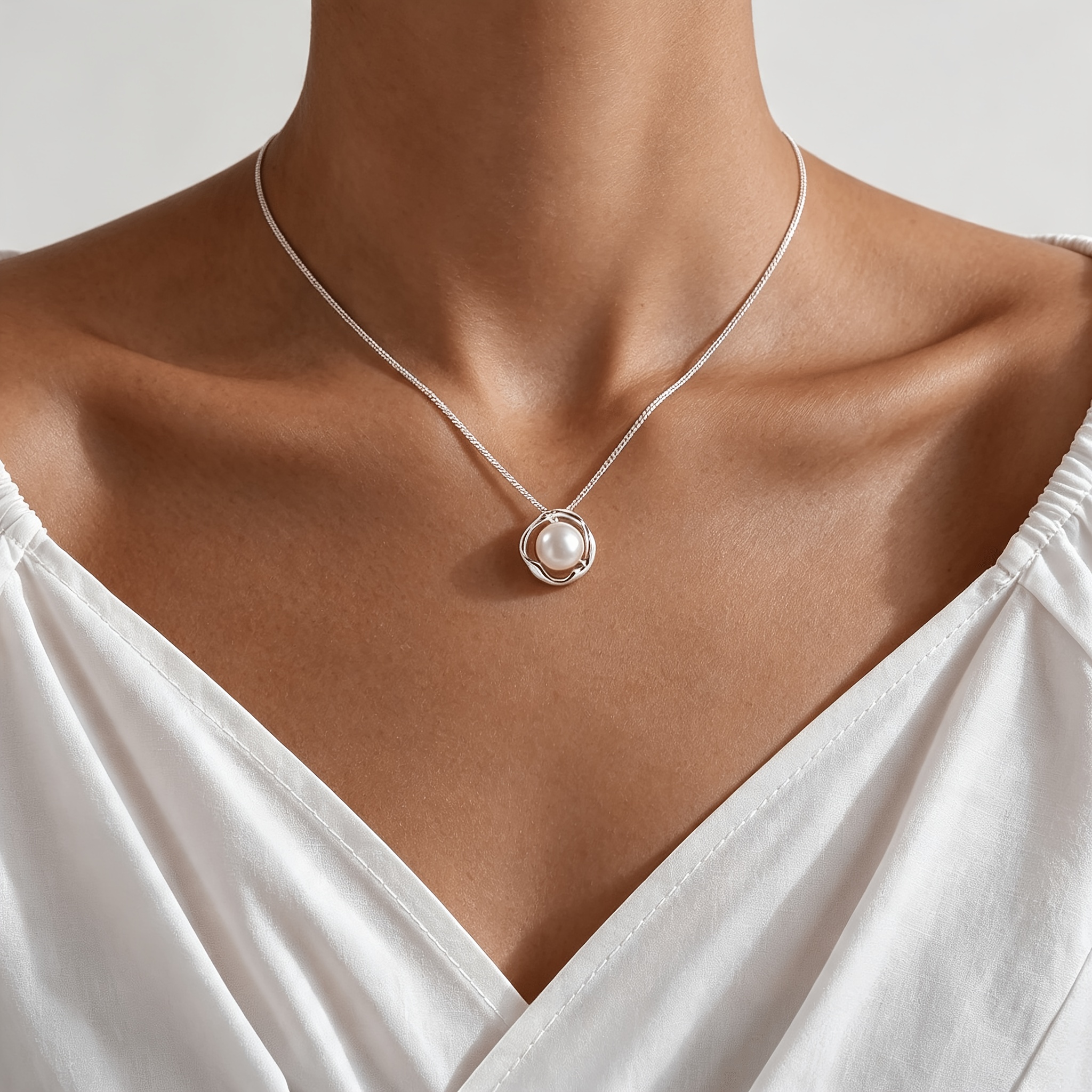 Women's 925 Sterling Silver Geometric Circle Collarbone Chain
